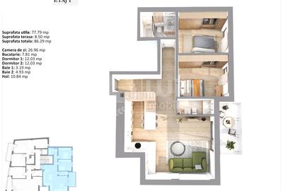Apartament 3 camere | Bloc nou | 77mp | Garaj | Balcon | Centru - 10