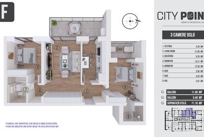 Apartament 3 camere de vanzare - City Point Aviatiei - 10