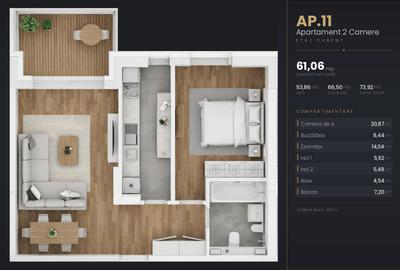 Apartament cu 2 camere decomandat în Ștefăneștii de Jos