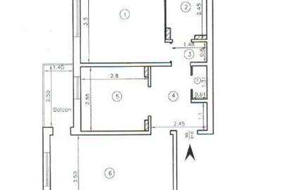 Apartament cu 2 camere decomandat, etaj 1/4, zona Dacia - 6