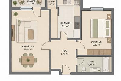 Vamd apartament cu 2 camere I MIcro I Etaj 2 I - 3