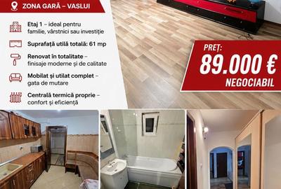 Apartament cu 3 camere decomandat, mobilat în Gară