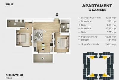 3 camere finalizat, proprietar pers fizica, Poze reale, ansamblu cu piscina! - 3