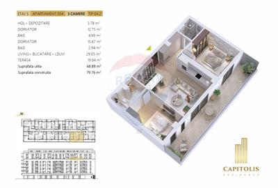 Apartament cu 3 camere semidecomandat în Tractorul