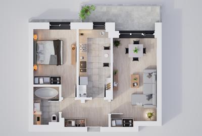 Apartament 2 camere cu incalzire in pardoseala si zone verzi - 11