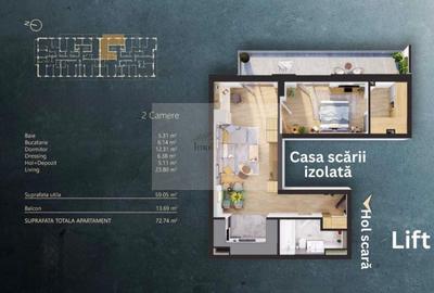 Investiție! Vânzare apartament 2 camere, terasă panoramică~zona Elite - 11