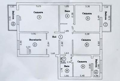 OCAZIE: 4 camere, 2 băi, 3 balcoane, decomandat, etaj intermediar - 9