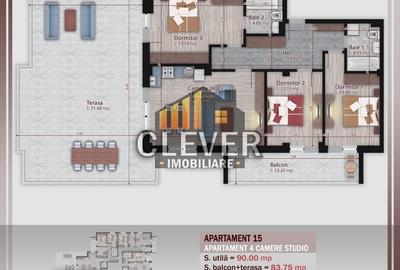 Apartament 4 Camere cu terasa 71mp Metrou Nicolae Teclu - 1