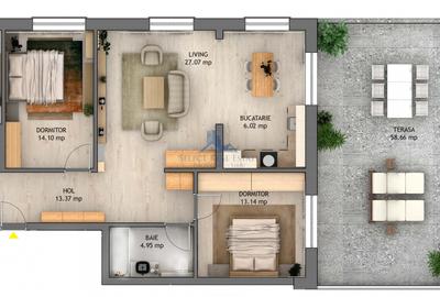 Penthouse 4 camere \ terasa 58,66 mp \ Sibiu - Selimbar - 1