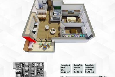 AFI Arad de vanzare apartament 2 camere, 2 Baii mobilat lux cu parcare