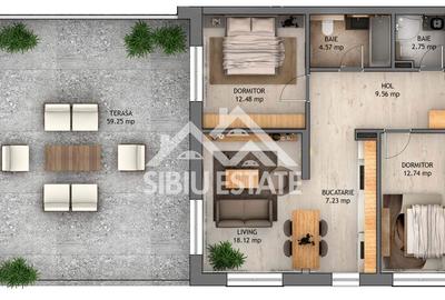 Apartament cu 3 camere semidecomandat în Șelimbăr