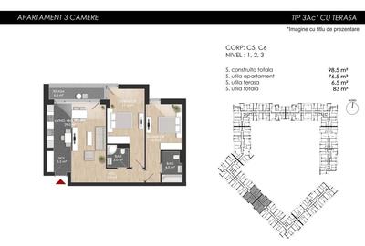 Vânzare, apartament cu 3 camere în zona Bucureștii Noi - 2