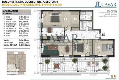 4 Camere 133 mp Terasa 39 mp Loc Parcare Inclus - 1