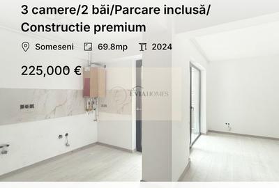 Apartament cu 3 camere semidecomandat în Someșeni