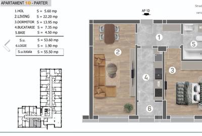 Apartament cu 2 camere decomandat în Metalurgiei