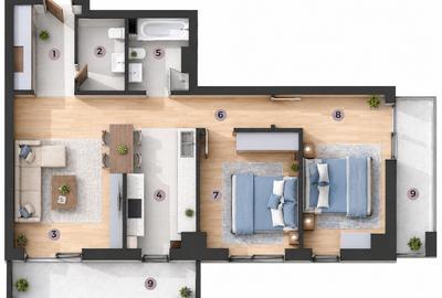 Apartament cu 3 camere decomandat în Aeroport
