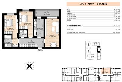 OMV PIPERA - NOU IN PIATA - APARTAMENT 3 CAMERE - MILUNA RESIDENCE - 2