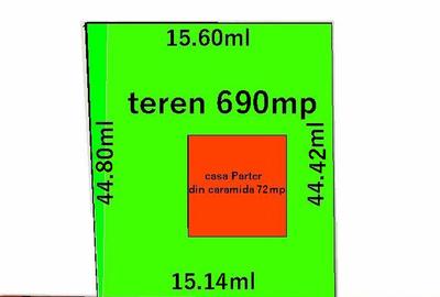 Teren intravilan 690mp cu casuta 72mp ,toate utilitatile,str.asfaltata,15,1ml d. - 1
