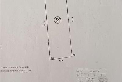 Teren 998 mp, deschidere 57,7 m, pret 95 euro mp zona Rezidentiala - 2