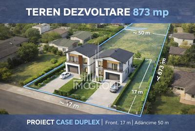 0% Teren 873 mp Baciu – ideal 2 case sau duplex | Front 17 m | - 5