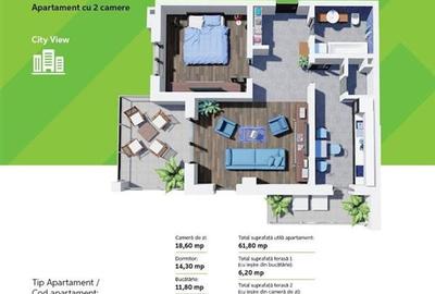 Apartament nou cu 2 camere 80 mp Tudor Green Residence et 5 - 7