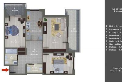 3 camere modern 99D Residence | Șos. Alexandriei | 2 Bai |  Bloc 2022 - 1