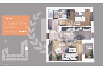 Apartament cu 2 camere decomandat în Titan