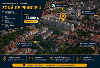 Apartament cu 3 camere de vânzare în zona Warthe - 1