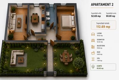 Apartament cu 2 camere decomandat în Bragadiru