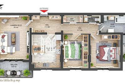 Apartament cu 3 camere decomandat în Hipodrom 3