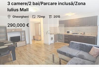 3 camere/2 bai/Parcare inclusă/Zona Iulius Mall - 1