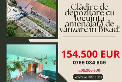 Clădire de depozitare cu locuință amenajată de vânzare în Bixad! - 1