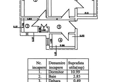 Apartament cu 3 camere, etaj 4, mobilat, zona CENTRU - BUIUM; - 11