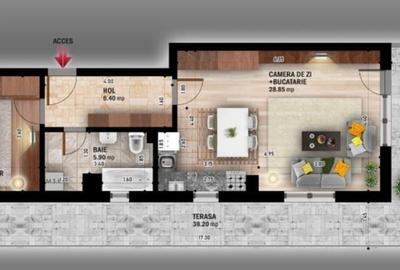 AP 2CAM. + TERASA IN BLOC FINALIZAT,MUTARE IMEDIATA / PALLADY! - 1