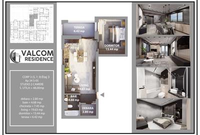 Valcom Residence Bartolomeu, Studio 2 camere, terasa 6.42, Comision 0% - 5