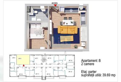 Apartament cu 2 camere decomandat în Baciu
