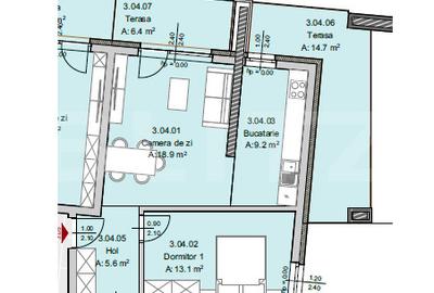 Apartament 2 camere, 52 mp, Terasa 21 mp, Imobil Nou, Semicentral - 5