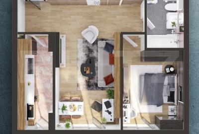 Apartament cu 2 camere, 58 mp, FINISAT, zona RIVUS MALL - 1