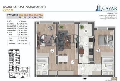 3 camere 84 mp Proiect Cavar Residence Finalizat - 3