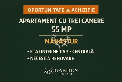 Apartament cu 3 camere semidecomandat în Mănăștur