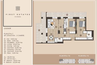 Apartament cu 3 camere decomandat în Pipera