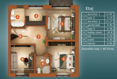 CASA P+1+M-185 MP -5 CAM-4 BAI-METROU BERCENI - 28