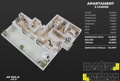 Apartament cu 3 camere, decomandat, terasa 55 mp, Metrou Berceni - 4