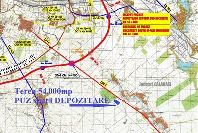 Teren 54.000mp cu PUZ pentru spatii de depozitare, industriale si birouri