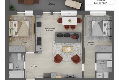 Apartament 3 camere intabulat de vanzare pe Doamna Stanca cu vedere spre parc - 14