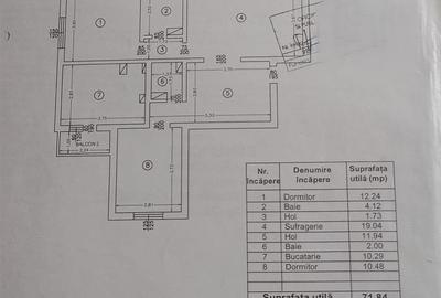 Apartament cu 3 camere semidecomandat în Dacia
