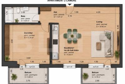 Apartament 2 camere, 59 mp, ultrafinisat, Intre Lacuri - 7