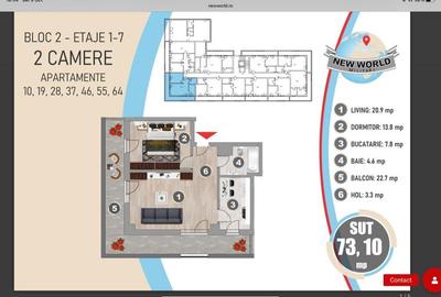 Apartament cu 2 camere decomandat, mobilat în Militari