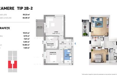 Apartament 2 camere tip B-2 Plaza Residence Faza 6 - 3