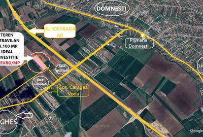 Direct Proprietar - Teren intravilan unicat Domnesti - 11.100 mp cu 3 Deschideri - 1